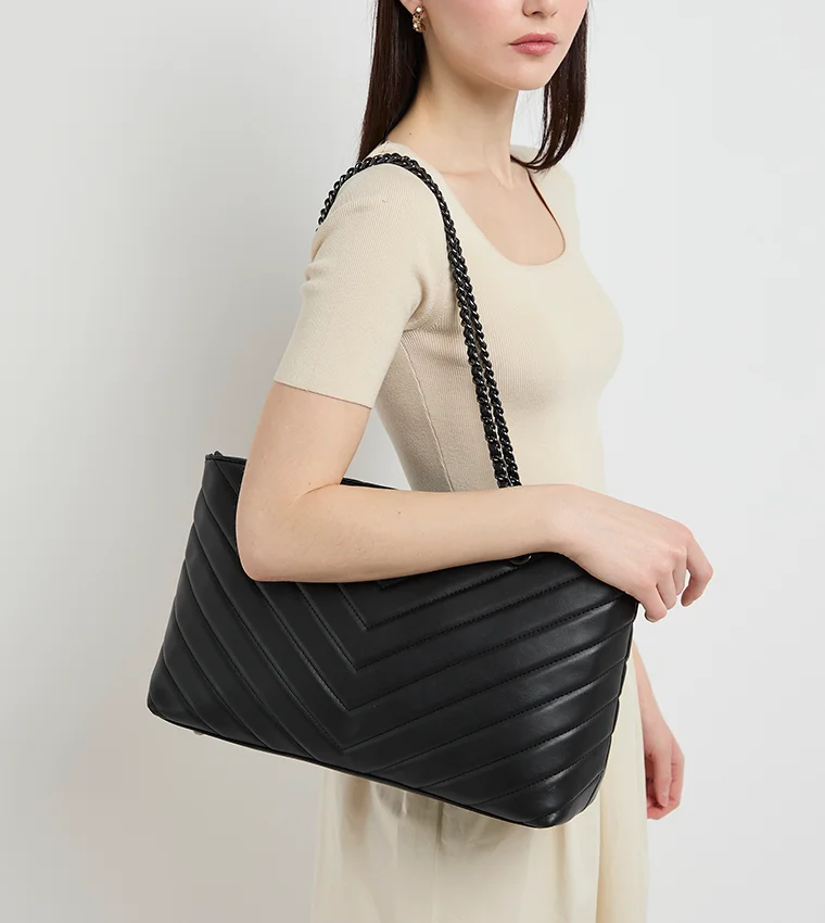 آن كلاين حقيبة كتف قابلة للتحويل مبطنة بشعار آن كلاين